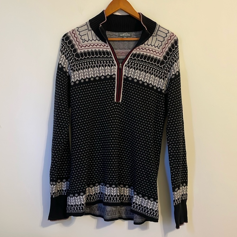 Eddie Bauer Fair Isle Nordic 3/4 zip sweater